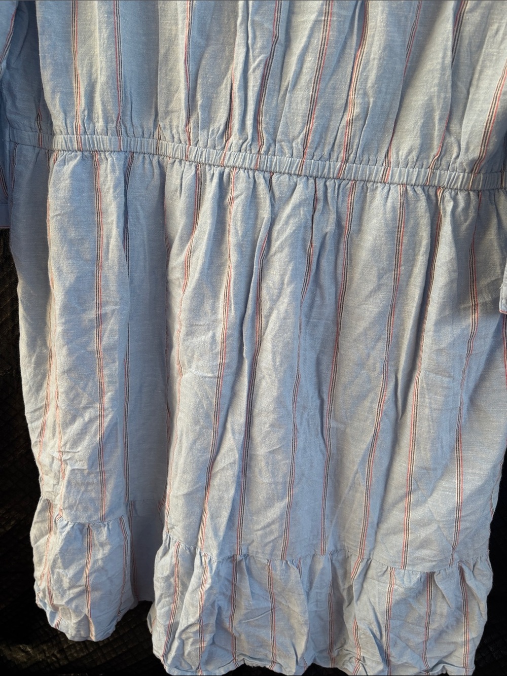 Old Navy Light Blue and Coral Striped Button-Front Dress - Picture 7 of 9